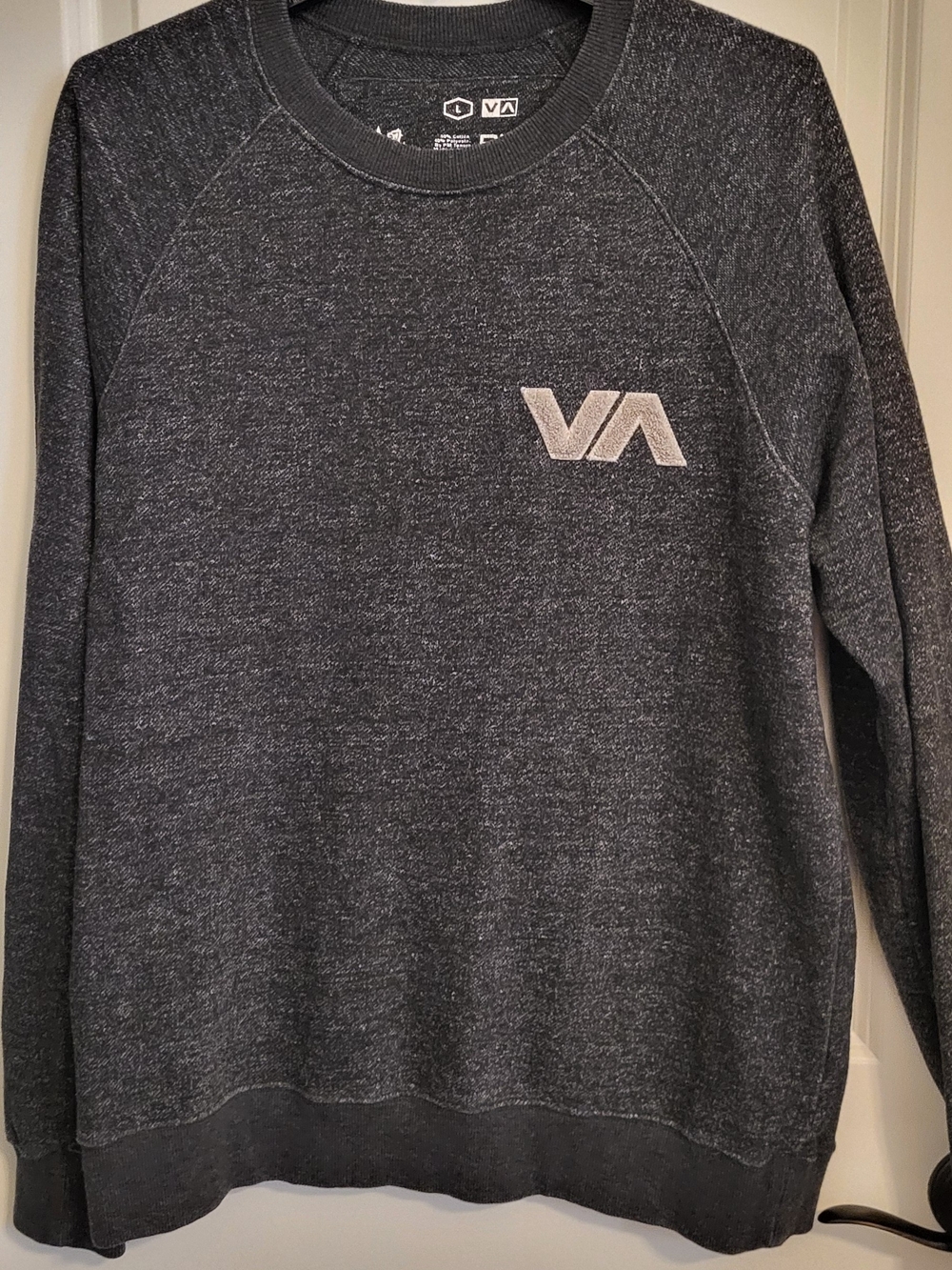 RVCA Men's Charcoal Crewneck Sweater with VA Logo